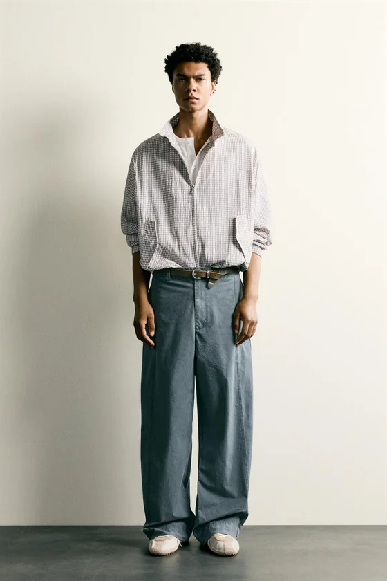 БРЮКИ RELAXED FIT С ЭФФЕКТОМ ПОТЕРТОСТИ И ХЛЯСТИКАМИ