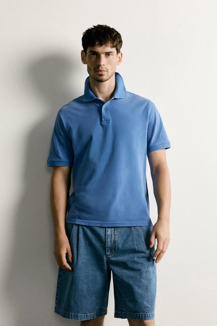 Поло в стиле regular fit из хлопкового пике с эффектом стирки