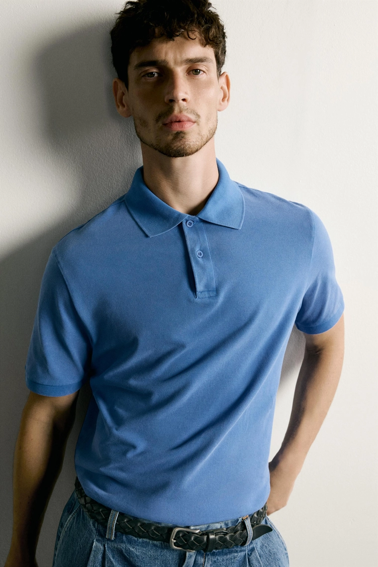 Поло в стиле regular fit из хлопкового пике с эффектом стирки