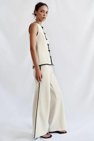Mid-ecru | 5039/648/715 - Zara Широкие брюки с кантом