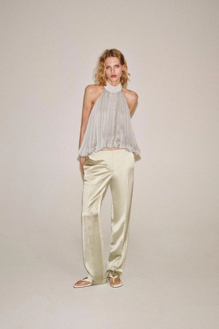 БРЮКИ ПРЯМОГО КРОЯ ИЗ СМЕСОВОГО ЛЬНА — коллекция Zara «ZW»