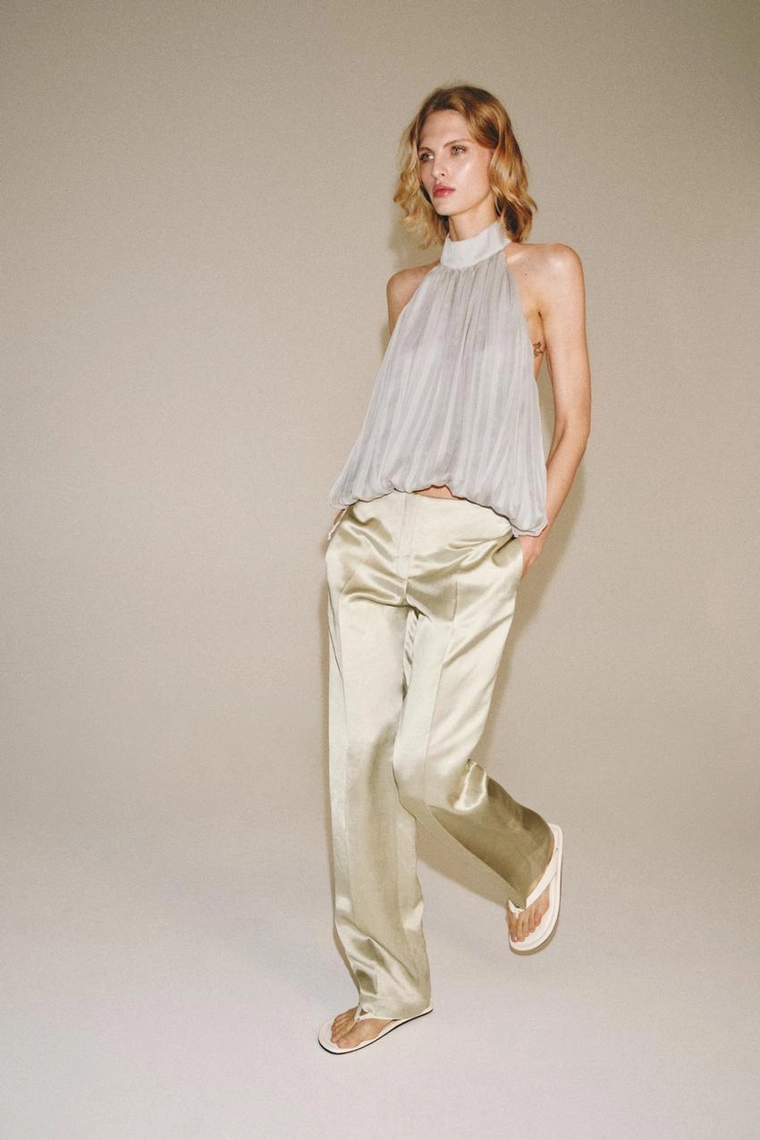 БРЮКИ ПРЯМОГО КРОЯ ИЗ СМЕСОВОГО ЛЬНА — коллекция Zara «ZW»