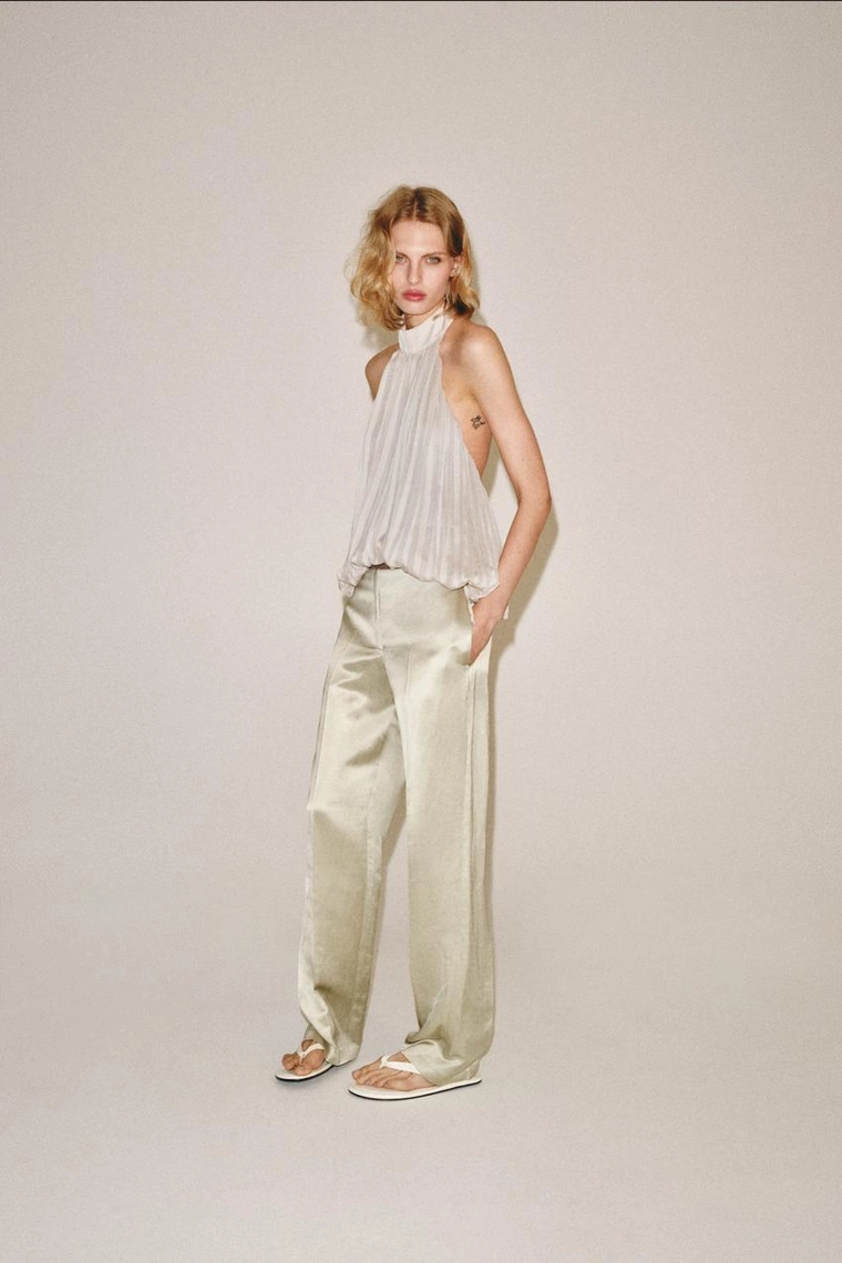 БРЮКИ ПРЯМОГО КРОЯ ИЗ СМЕСОВОГО ЛЬНА — коллекция Zara «ZW»