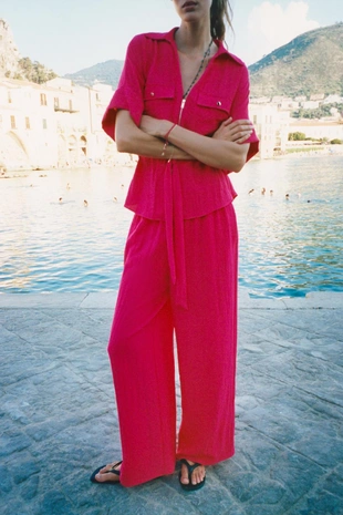 Fuchsia | 7813/741/630 - Zara Широкие брюки с эластичным поясом