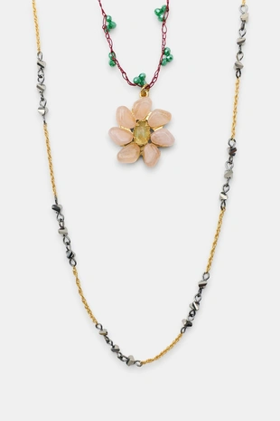 Набор из 2 ожерелий с цветком и бусинами- Заказать в России