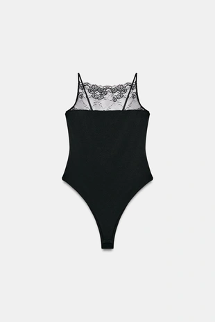 Купить Zara Боди из полиамида с кружевом