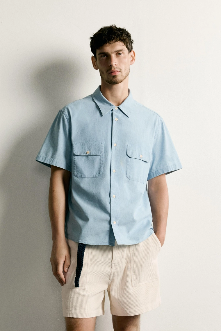 Хлопковая рубашка chambray с карманами