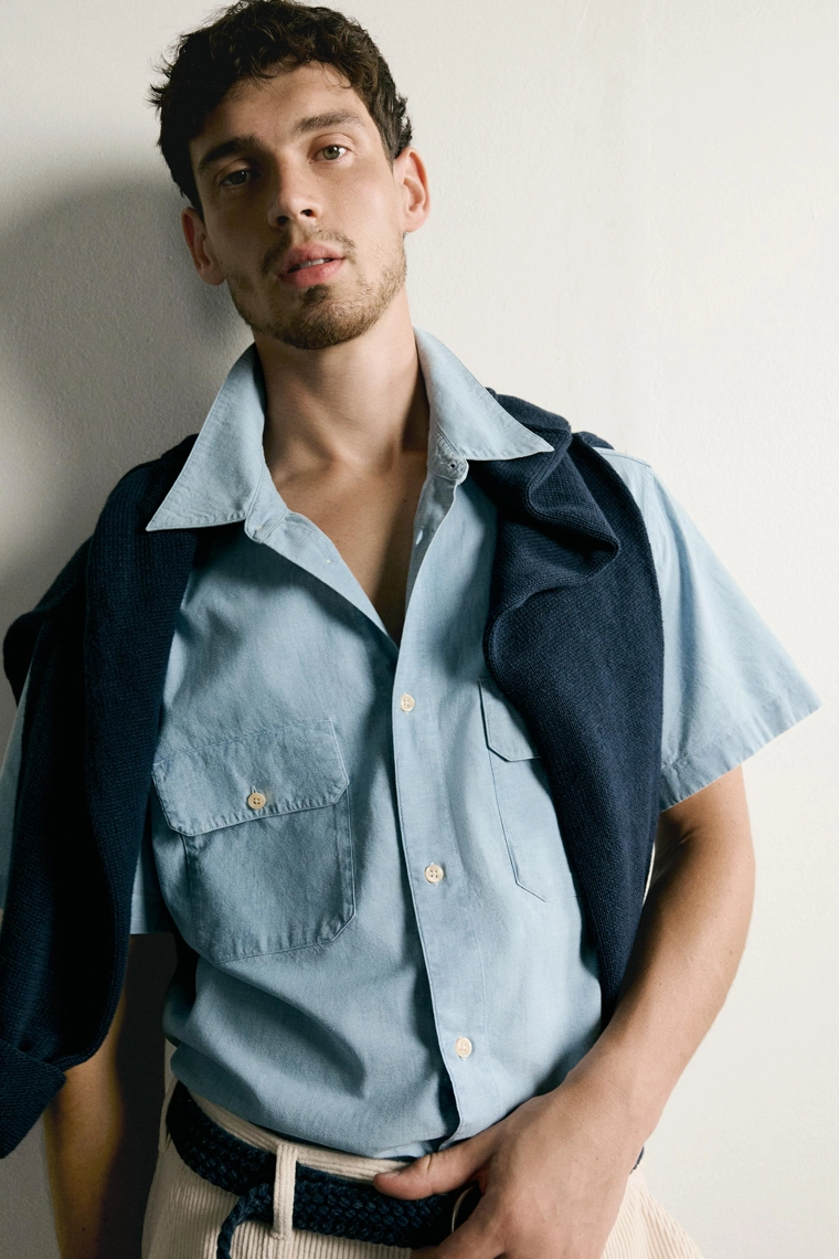 Хлопковая рубашка chambray с карманами