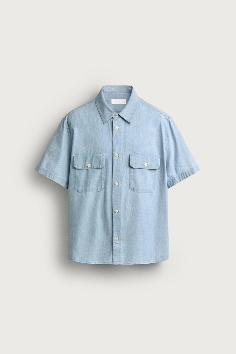 Хлопковая рубашка chambray с карманами
