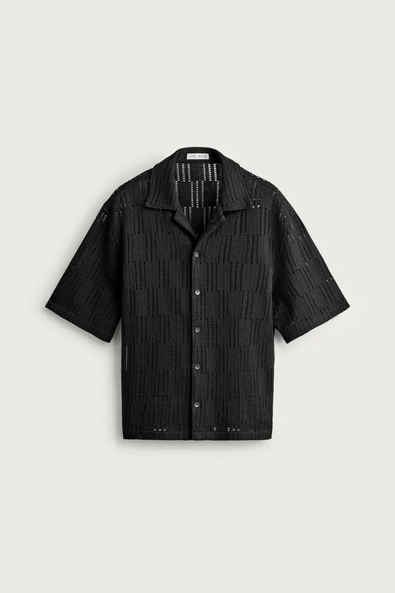 РУБАШКА RELAXED FIT С АЖУРНОЙ ФАКТУРОЙ