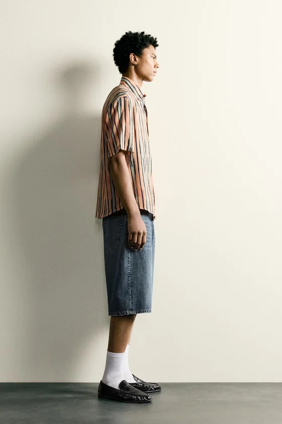 РУБАШКА В ПОЛОСКУ ИЗ ХЛОПКА И ВИСКОЗЫ