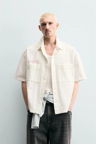 Комбинированная рубашка Relaxed Fit