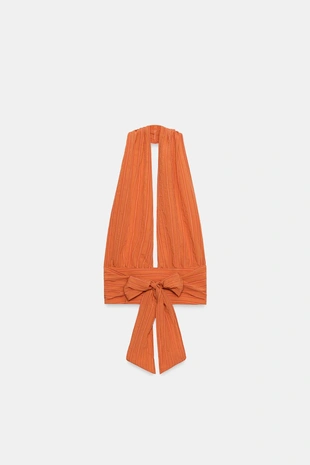 Топ Halter из легкой ткани в полоску с завязками- Заказать в России