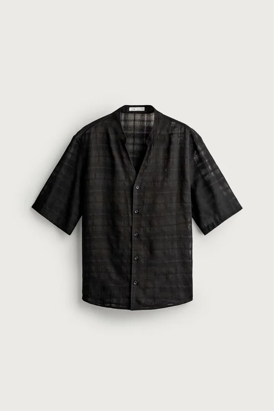 ПОЛУПРОЗРАЧНАЯ РУБАШКА JACQUARD В КЛЕТКУ