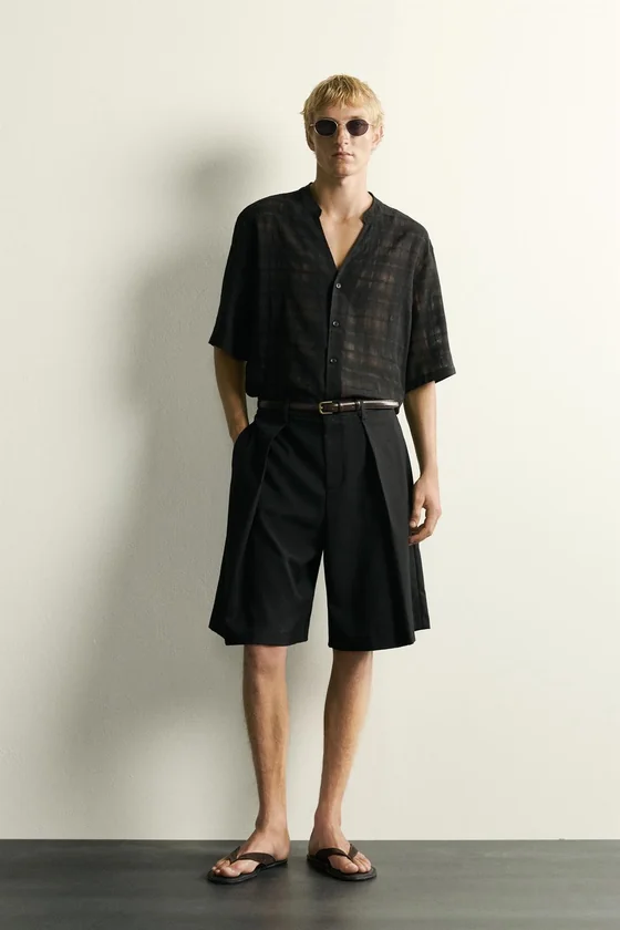 ПОЛУПРОЗРАЧНАЯ РУБАШКА JACQUARD В КЛЕТКУ