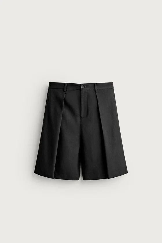 ШОРТЫ-БЕРМУДЫ WIDE-LEG СО СКЛАДКАМИ