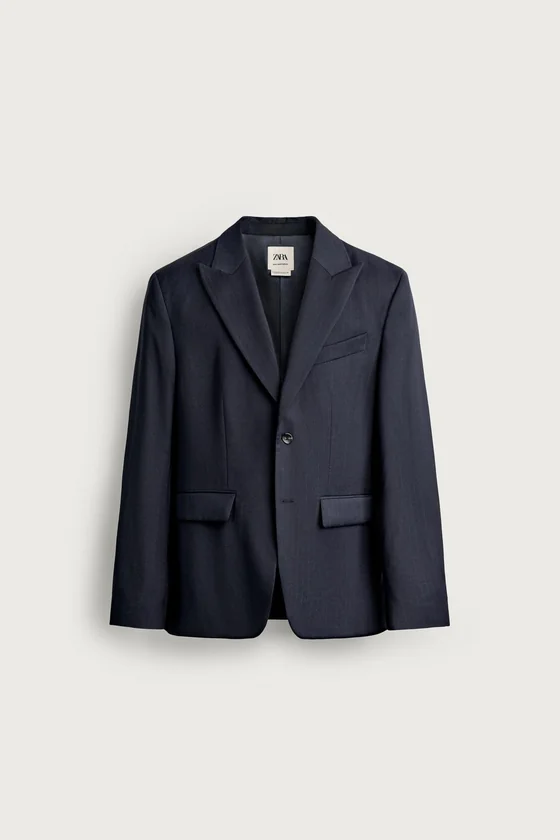 КОСТЮМНЫЙ БЛЕЙЗЕР REGULAR FIT В ТОНКУЮ ПОЛОСКУ ИЗ 100% ШЕРСТИ