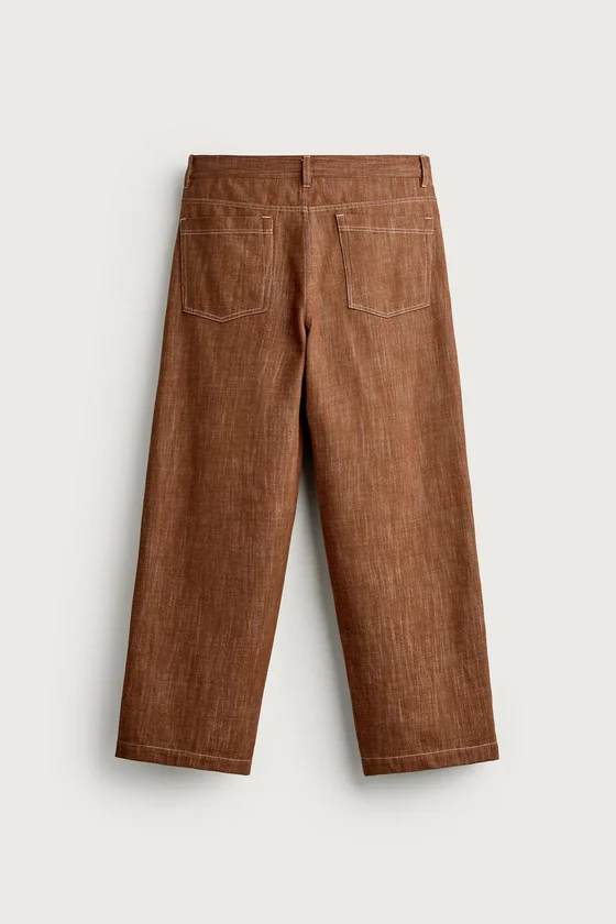 БРЮКИ RELAXED FIT С КОНТРАСТНОЙ ПРОСТРОЧКОЙ