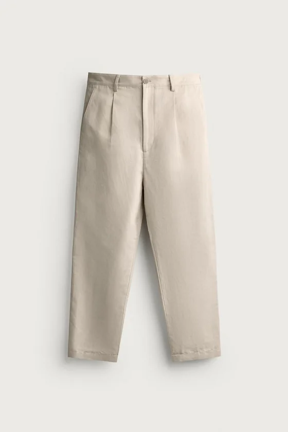 БРЮКИ RELAXED FIT ИЗ ХЛОПКА И ЛЬНА