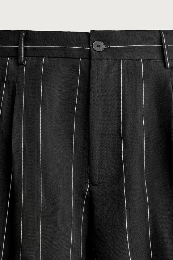 ШОРТЫ RELAXED FIT В ПОЛОСКУ СО СКЛАДКАМИ