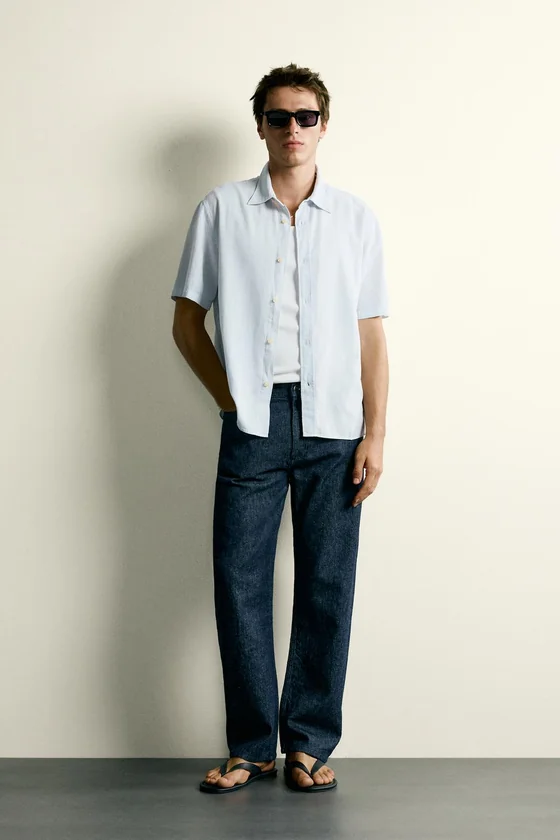 РУБАШКА REGULAR FIT ИЗ ХЛОПКА И ЛЬНА