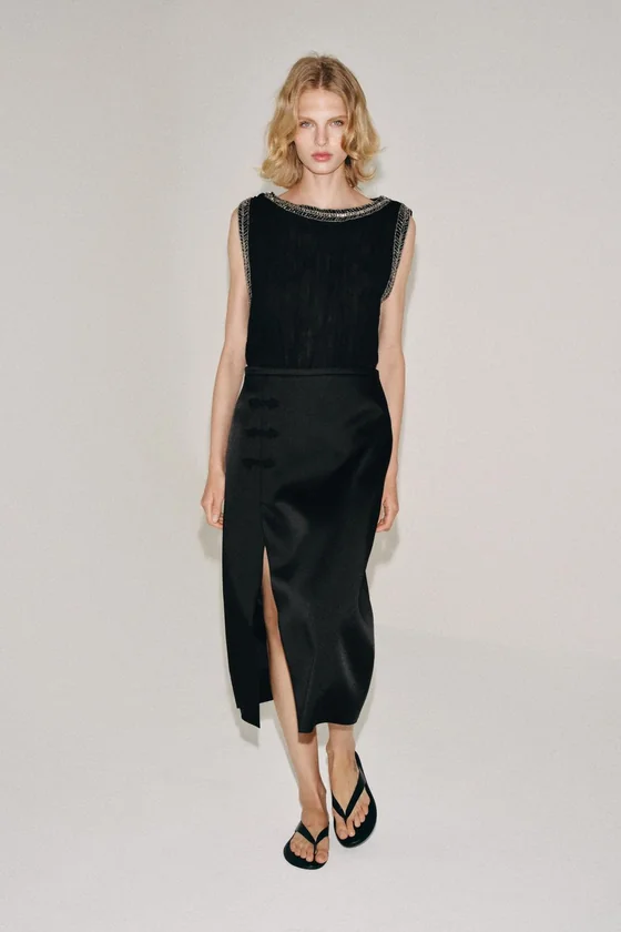 АТЛАСНАЯ ЮБКА С АЛАМАРАМИ ZW COLLECTION