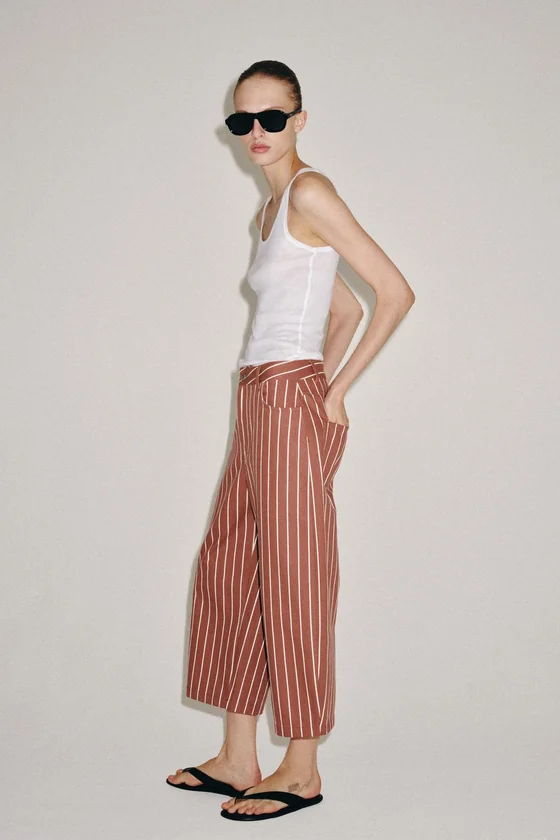 УКОРОЧЕННЫЕ БРЮКИ В ПОЛОСКУ — ZW COLLECTION