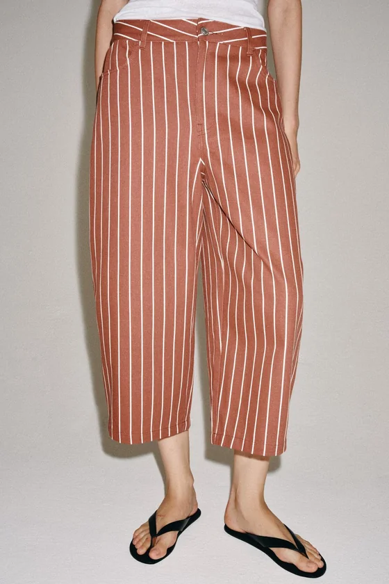 УКОРОЧЕННЫЕ БРЮКИ В ПОЛОСКУ — ZW COLLECTION