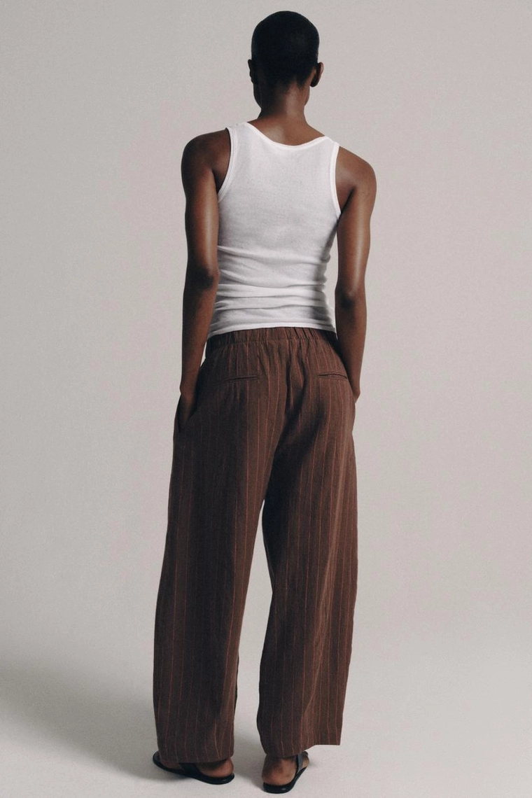 БРЮКИ В ПОЛОСКУ ИЗ ЛЬНА — коллекция Zara «ZW»