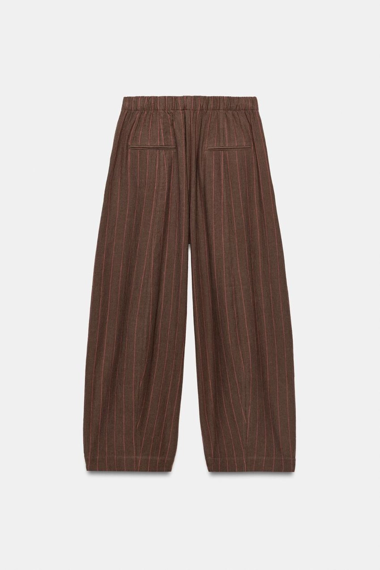 БРЮКИ В ПОЛОСКУ ИЗ ЛЬНА — коллекция Zara «ZW»