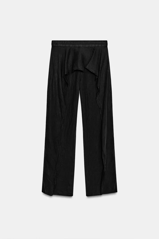 БРЮКИ С ОБОРКАМИ ИЗ 100% ЛЬНА — ZW COLLECTION