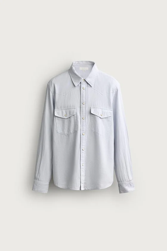 РУБАШКА WESTERN REGULAR FIT ИЗ ХЛОПКА И ЛЬНА