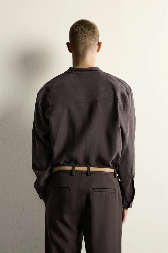РУБАШКА RELAXED FIT ИЗ СТРУЯЩЕЙСЯ ТКАНИ