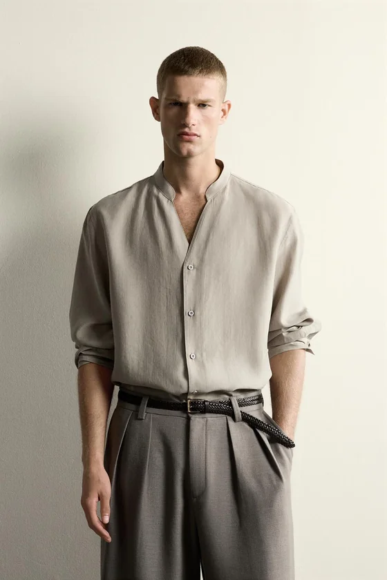 РУБАШКА RELAXED FIT ИЗ СТРУЯЩЕЙСЯ ТКАНИ