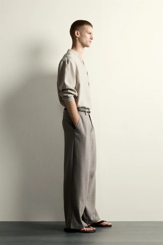 РУБАШКА RELAXED FIT ИЗ СТРУЯЩЕЙСЯ ТКАНИ