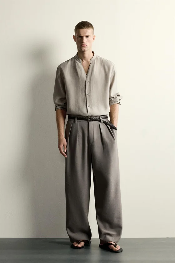 РУБАШКА RELAXED FIT ИЗ СТРУЯЩЕЙСЯ ТКАНИ