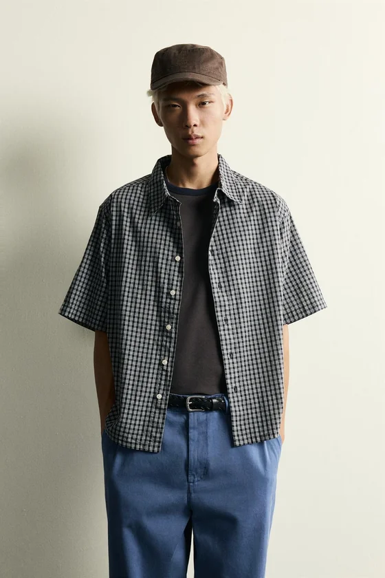РУБАШКА RELAXED FIT JACQUARD В КЛЕТКУ