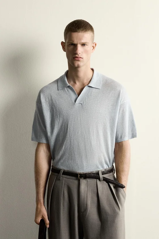 ТРИКОТАЖНОЕ ПОЛО ИЗ 100% ЛЬНА RELAXED FIT