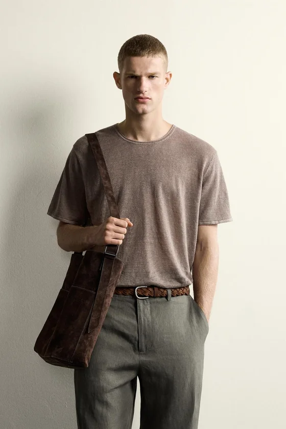 ТРИКОТАЖНАЯ ФУТБОЛКА RELAXED FIT ИЗ 100% ЛЬНА
