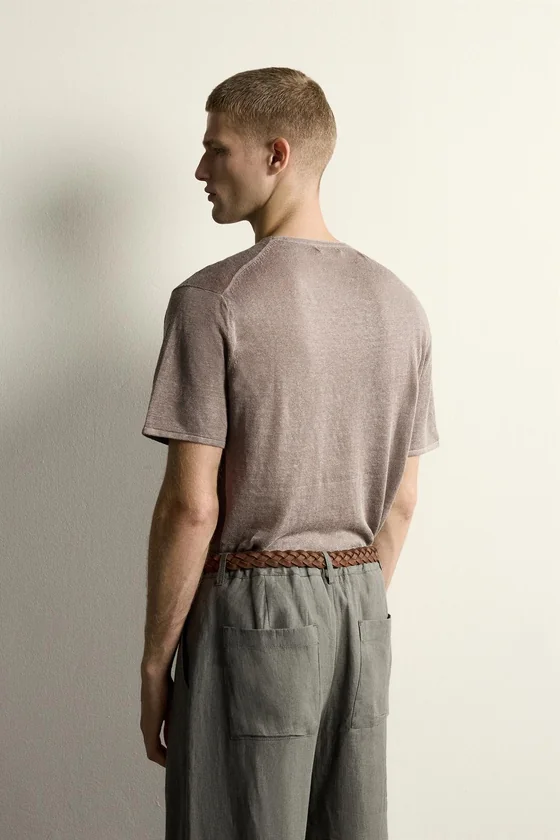 ТРИКОТАЖНАЯ ФУТБОЛКА RELAXED FIT ИЗ 100% ЛЬНА