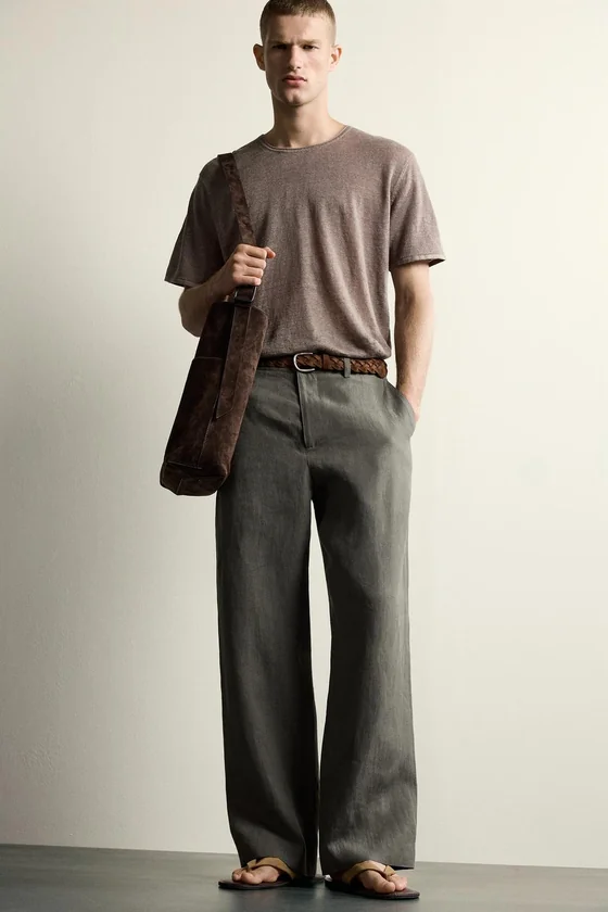 ТРИКОТАЖНАЯ ФУТБОЛКА RELAXED FIT ИЗ 100% ЛЬНА
