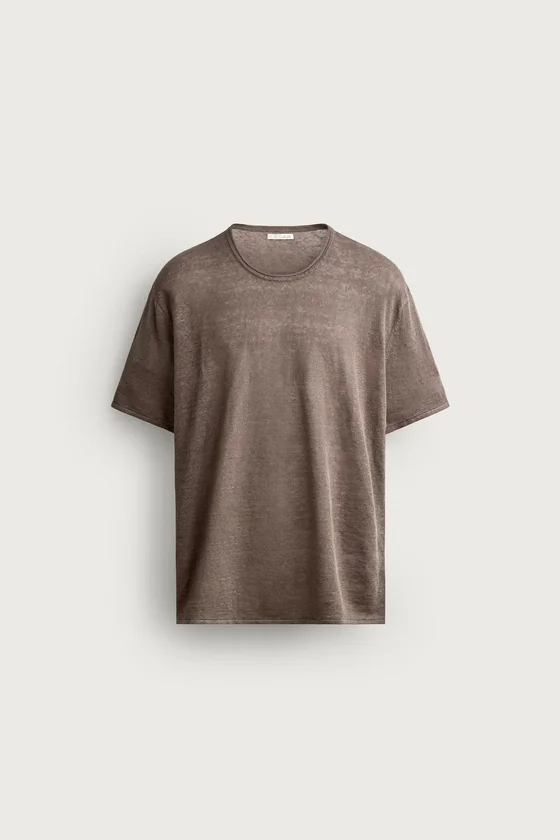 ТРИКОТАЖНАЯ ФУТБОЛКА RELAXED FIT ИЗ 100% ЛЬНА