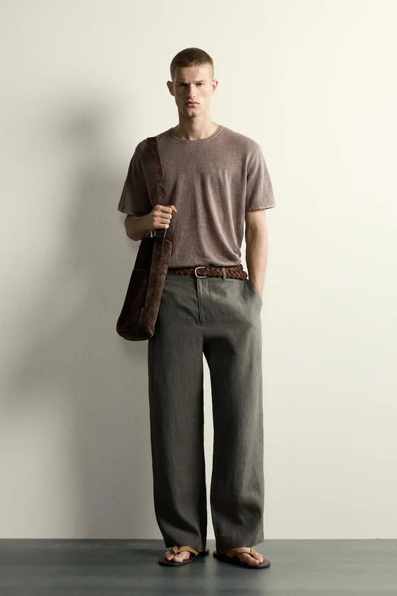 ТРИКОТАЖНАЯ ФУТБОЛКА RELAXED FIT ИЗ 100% ЛЬНА