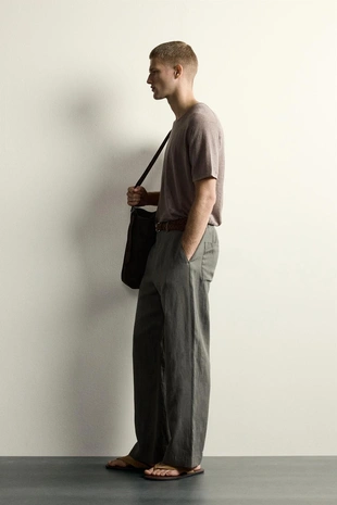 Трикотажная футболка Relaxed Fit из 100% льна- Заказать в России