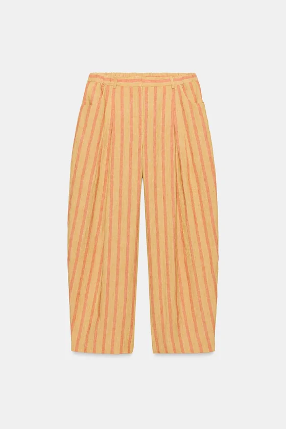 БРЮКИ В ПОЛОСКУ ИЗ СМЕСОВОГО ЛЬНА — ZW COLLECTION