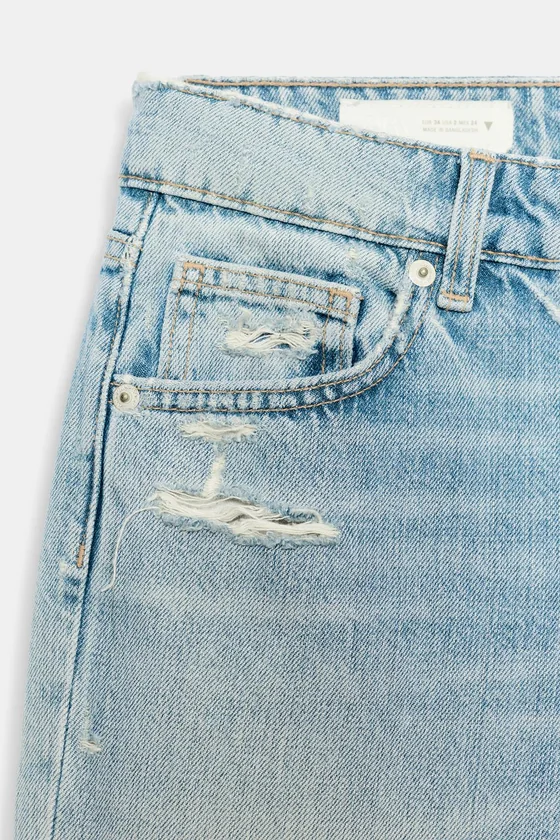 ДЖИНСЫ TRF WIDE-LEG С НИЗКОЙ ПОСАДКОЙ И ПРОРЕХАМИ