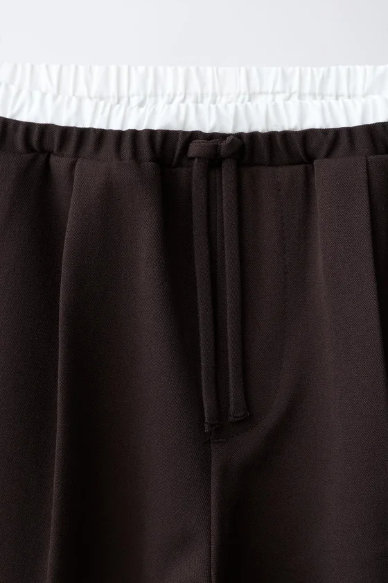 БРЮКИ WIDE LEG С ДВОЙНЫМ ПОЯСОМ