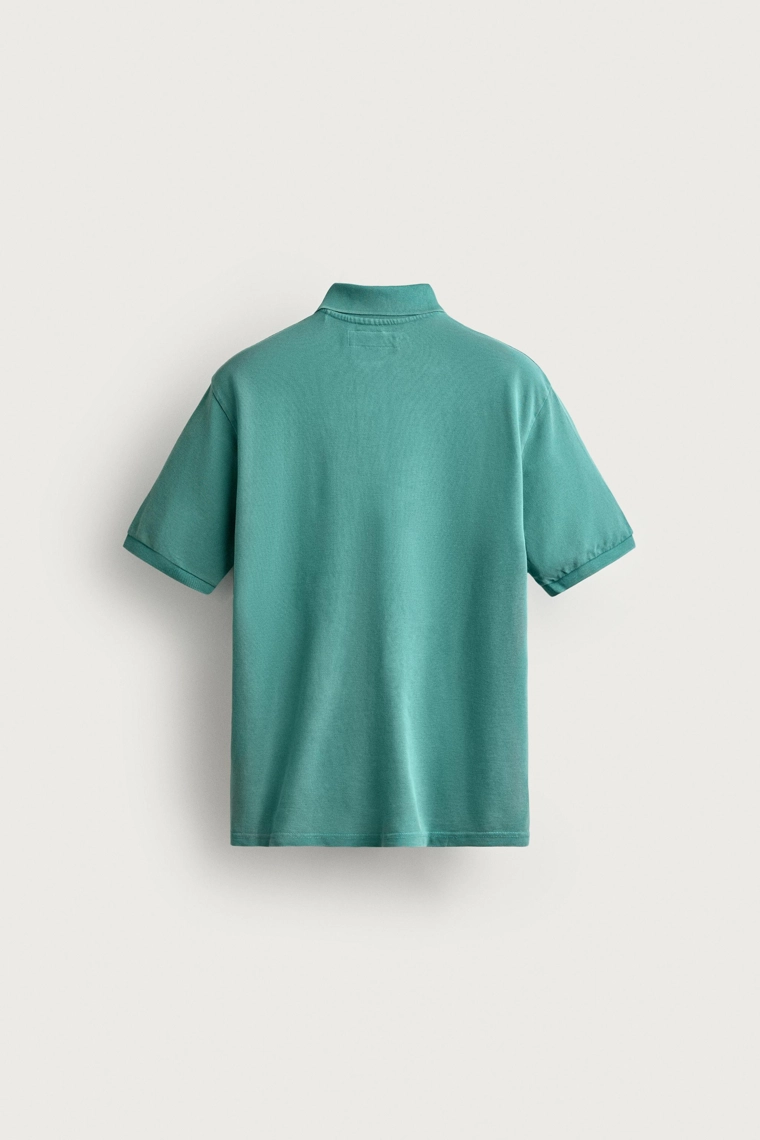 Поло regular fit из пике с эффектом стирки
