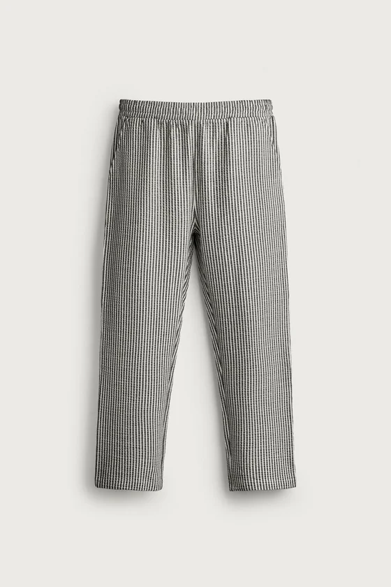 КОНТРАСТНЫЕ БРЮКИ RELAXED FIT ИЗ ТКАНИ СЕЕРСАКЕР
