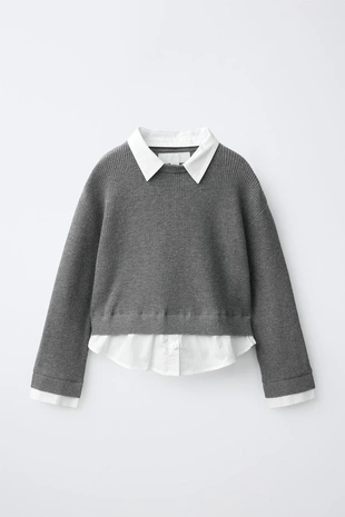 Джемпер со съемным воротником- Заказать в России